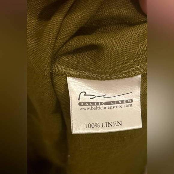 Baltic Linen Jura Olive Green Pure Linen Dress Size 36 Small - Picture 13 of 16
